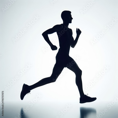 Young man running away isolated on a white background