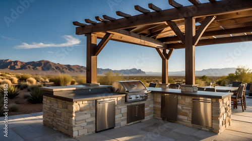 custom outdoor kitchen in daytime © Brandon