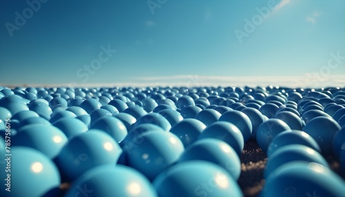 A blue sky with a bunch of blue balls scattered around