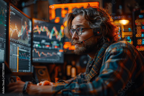 A financial analyst reviewing company earnings reports and economic indicators, forecasting market movements. Concept of market analysis and prediction. Generative Ai.