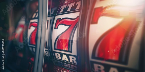 slot machines winning Three sevens Generative AI photo