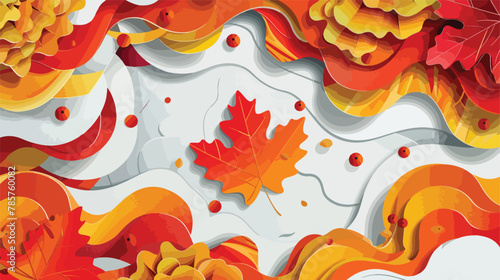 Autumn background with paper cut maple oak leaves 