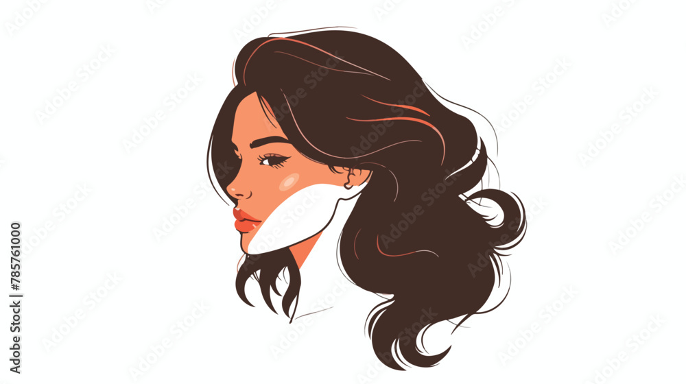 Avatar woman face with hairstyle design flat vector 