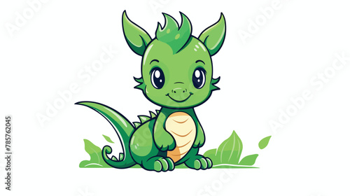 Baby dragon line art vector safari and jungle animal 