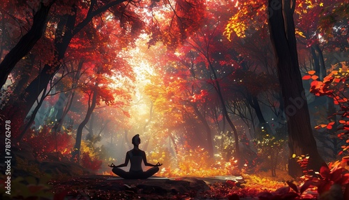 Mindful Repose: Yoga Harmony with the Enchanting Colors of Autumn
