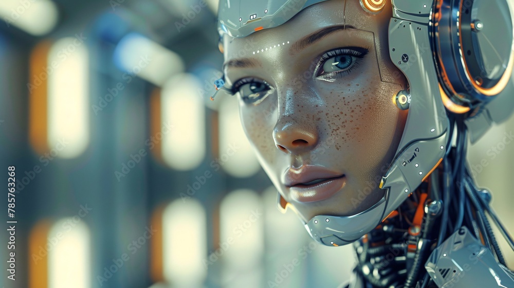 digital futuristic portrait of female robot digital futuristic portrait of female robot