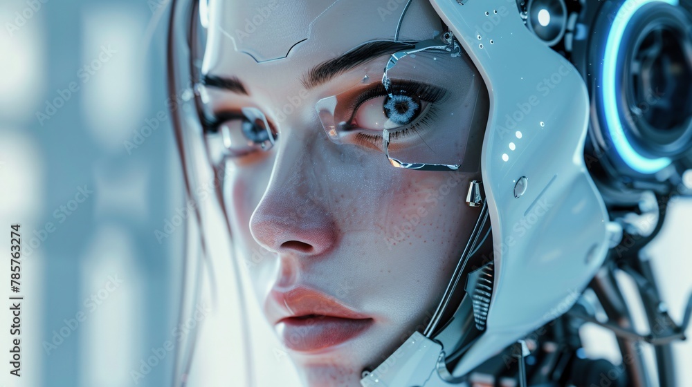 digital futuristic portrait of female robot digital futuristic portrait of female robot