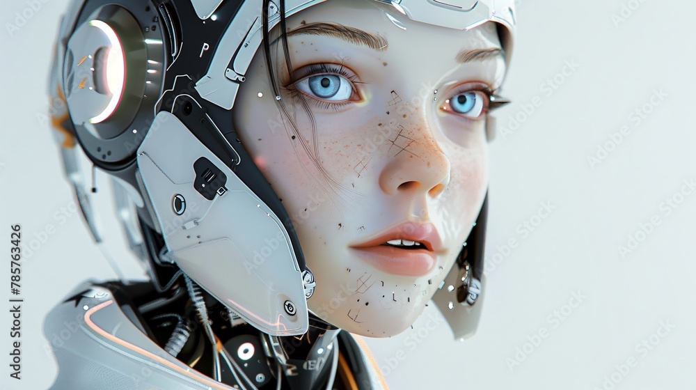 female robot in helmet female robot in helmet