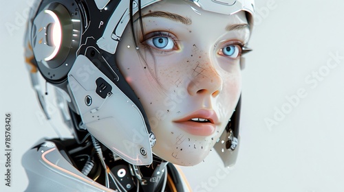 female robot in helmet