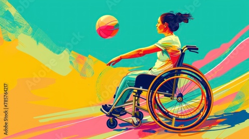 Wallpaper Mural illustration female athlete from her wheelchair. Paris 2024 Paralympic Games concept Torontodigital.ca