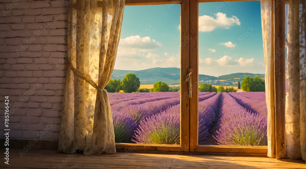 Fototapeta premium window lavender field
