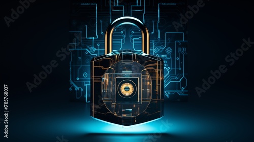 Cybersecurity: Illustration of a padlock symbolizing digital security.