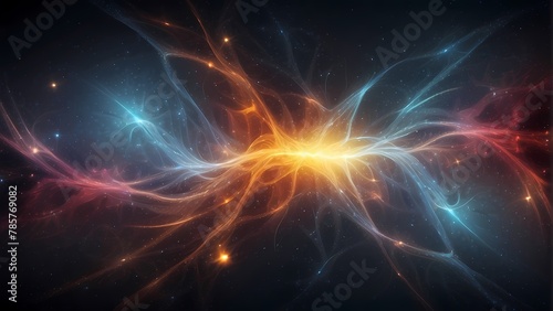 digital particles wave flow abstract motion technology background concept