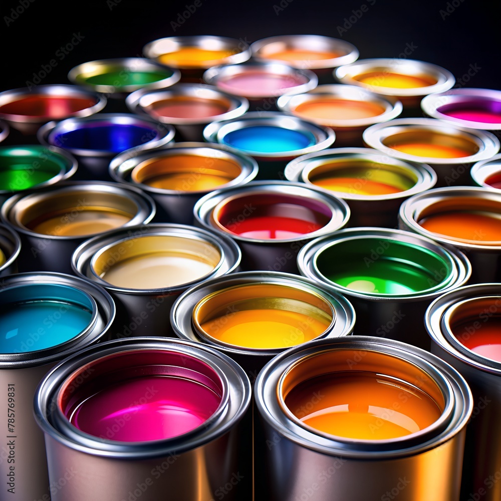 cans of paint isolated on black background cans of paint isolated on black background