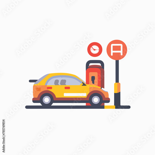 Car parking in cartoon, doodle style. Image for t-shirt, web, mobile apps and ui. Isolated 2d vector illustration in logo, icon, sketch style, Eps 10. AI Generative