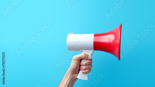 A hand holding a megaphone, symbolizing marketing and sales, against an orange background.