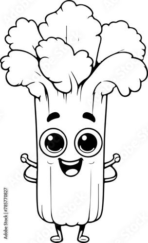Personnage héros heureux fruit ou légume à colorier, ressource pour page ou livre de coloriage. Dessin au trait line art, pour enfant ou adulte. Vecteur noir, isolé transparent. 