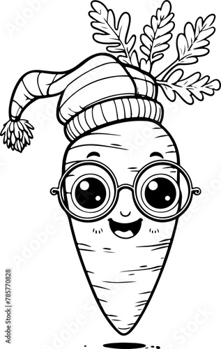 Personnage héros heureux fruit ou légume à colorier, ressource pour page ou livre de coloriage. Dessin au trait line art, pour enfant ou adulte. Vecteur noir, isolé transparent. 