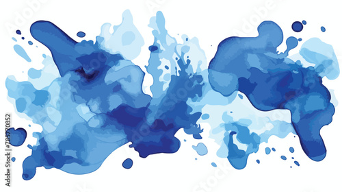 Abstract watercolor classic blue shapes on white background