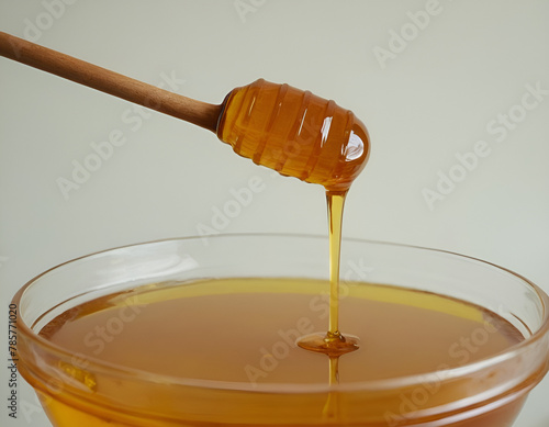 Honey Dripping from Wooden Spoon