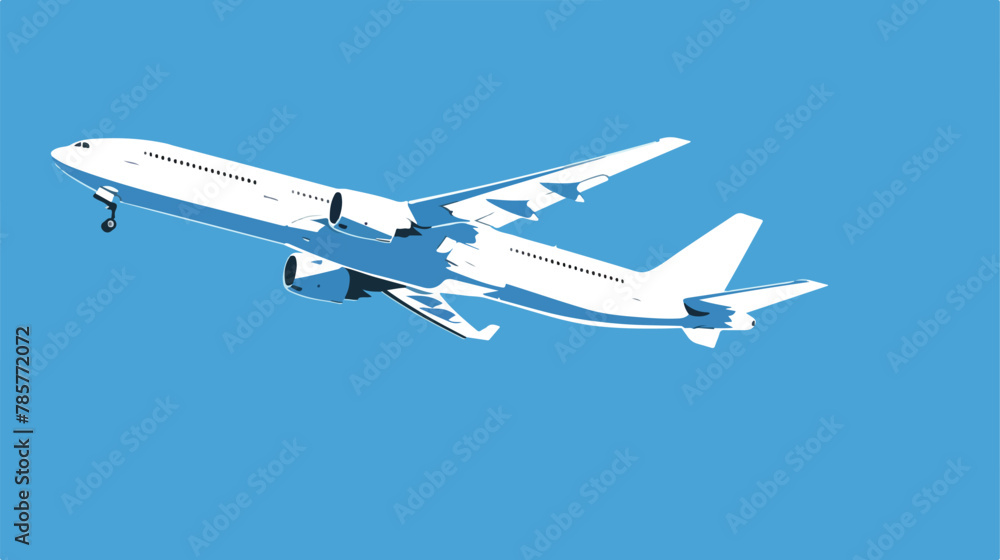 Airplane taking off icon white isolated on blue background