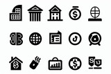 Finance icon set. Containing loan, cash, saving, financial goal, profit, budget, mutual fund, earning money and revenue icons. Solid icons collection. vector icon, white background, black colour icon