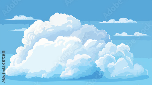 Amazing white clouds contrasting the blue sky flat vector