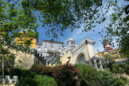 The Pena palace in Sintra, Portugal (Parque e Palacio Nacional da Pena), A UNESCO World Heritage Site. (ID: 785772864)
