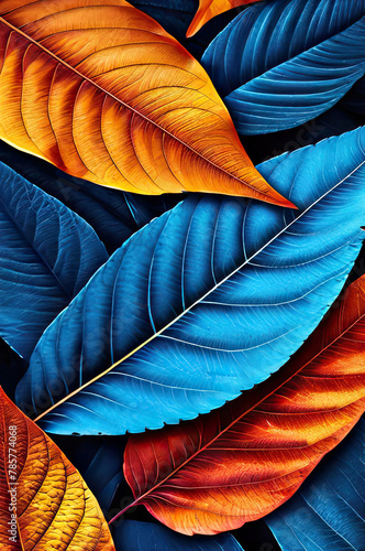 Colorful tropical leaves background. Realistic 3d render. Vector illustration.