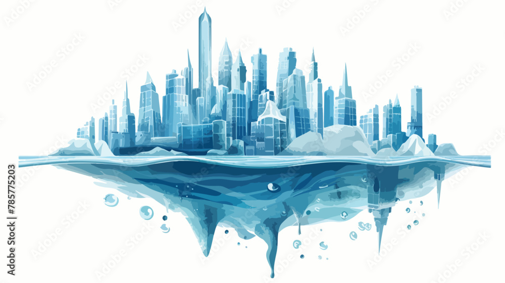 An underwater city where the buildings are made of ice