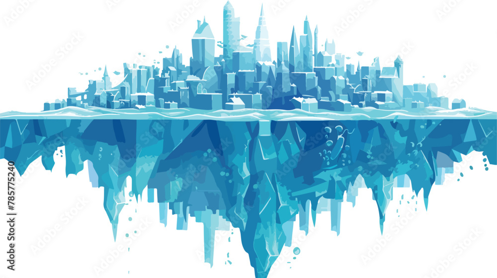 An underwater city where the buildings are made of ice
