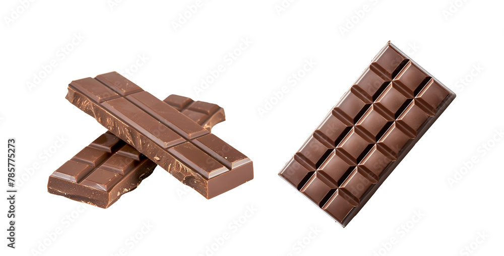 Group of chocolate bars in multiple styles, Isolated on Transparent Background, PNG