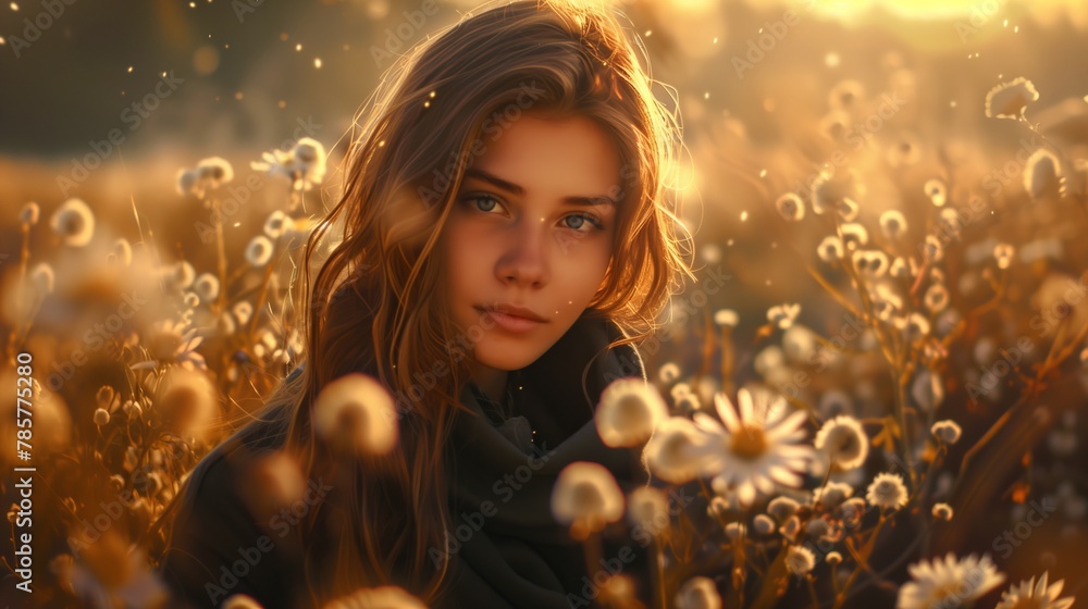 portrait of a woman with flowers portrait of a woman with flowers
