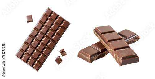 Selection of chocolate bars in assorted styles, Isolated on Transparent Background, PNG