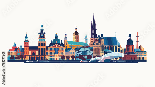 Antwerp skyline with station zoo and industry flat vector