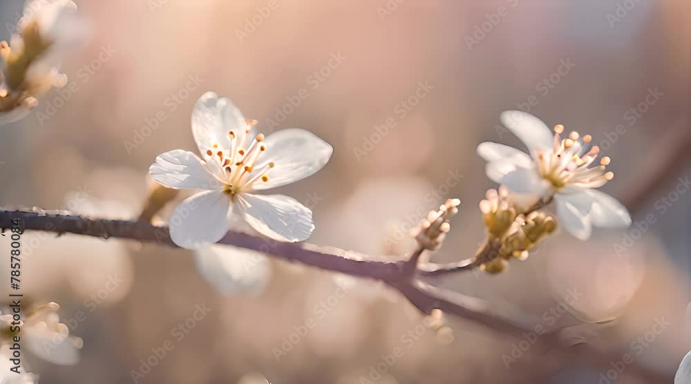 Macro View of an Ant on a Flowering Plant Branch in Spring Macro View of an Ant on a Flowering Plant Branch in Spring