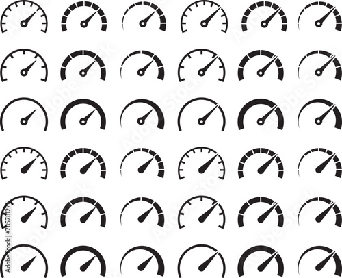 様々な形のメーターアイコンのベクターイラストセット