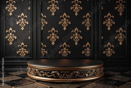Elegant Black and Gold Room With Wallpaper