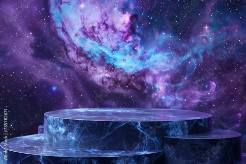 Three Tiered Table in Front of Star-Filled Space