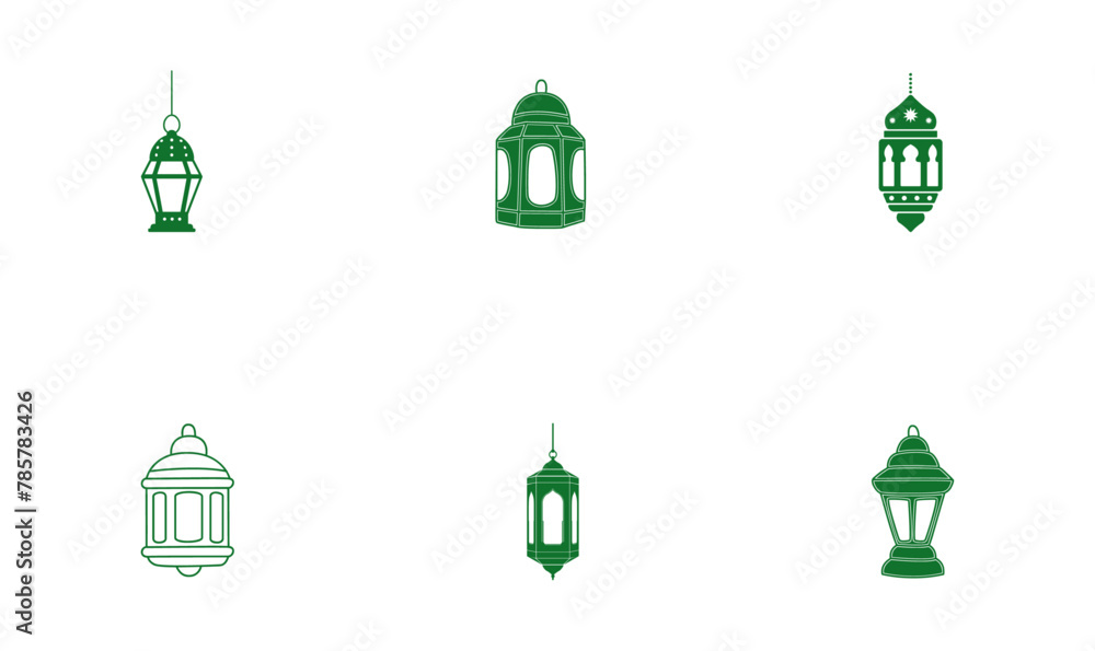 Islamic Lamps Vectors Icon Set