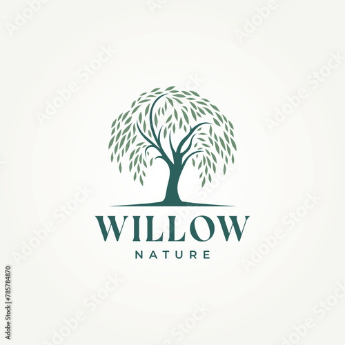 the willow tree nature icon logo vector illustration design. simple modern natural harmony and elegant foliage logo concept