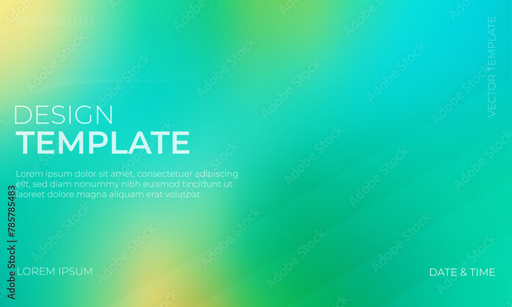 Modern Vector Gradient Grainy Texture with Green Turquoise and Gold Accents