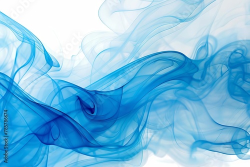 abstract blue smoke on white background fluid ink swirl texture