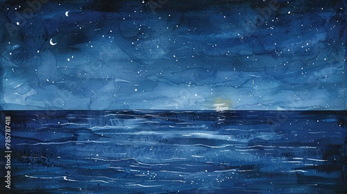 Wallpaper Mural The magic of the night sky: a watercolour incarnation of the starry sky, each drop of paint reflecting the infinite expanse of space and the mystical atmosphere of the night Torontodigital.ca