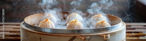 Obraz na płótnie Science fair project demonstrating how dim sum steam forms cloudlike structures, educational and clever