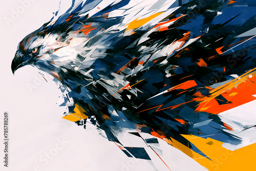 動き出す勢いの抽象的な鷹のイラスト