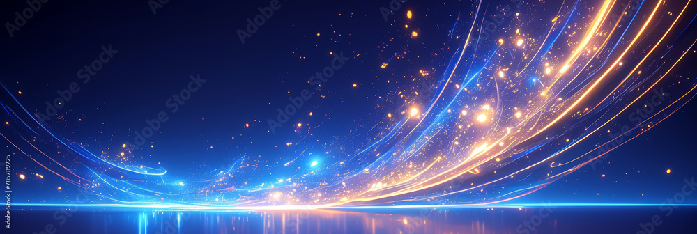 Fototapeta premium Abstract light and wave curve background image for banner. Fantasy background concept.