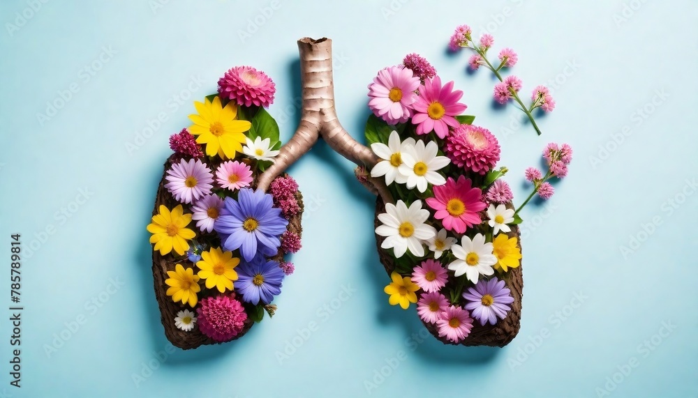 Illustrator of flowers representing human lungs day created with generative ai. Illustrator of flowers representing human lungs day created with generative ai.