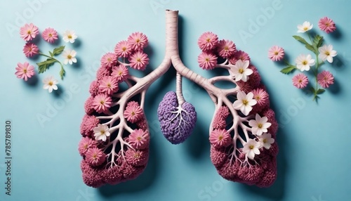 Illustrator of flowers representing human lungs day created with generative ai.