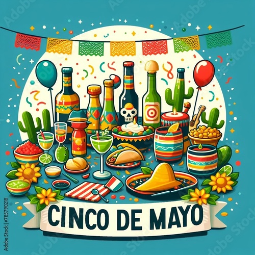 Cinco De Mayo Background, cinco de mayo square, celebration post, cinco de mayo mexican event created with generative ai. photo